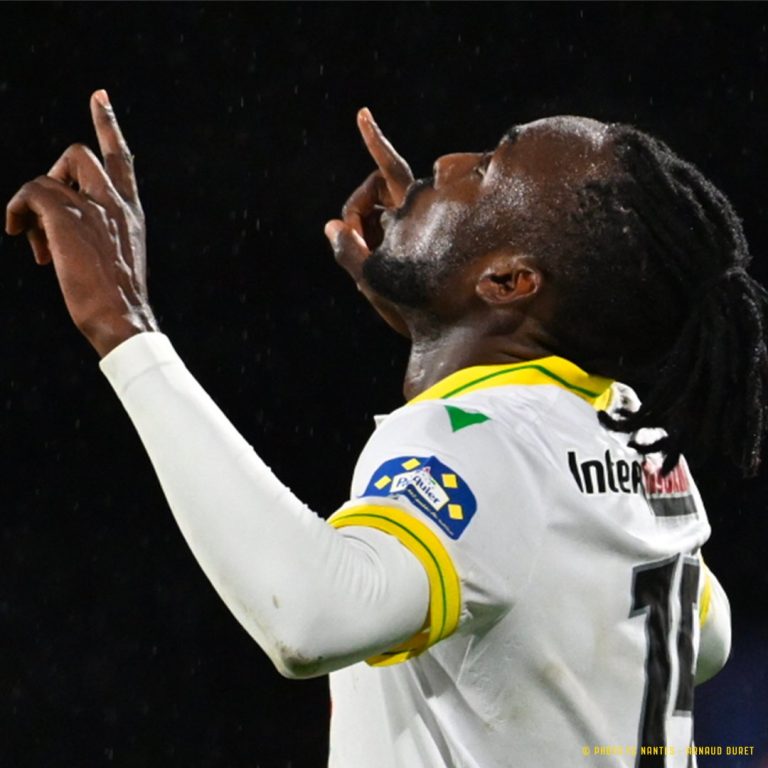 FILE: FC Nantes player Tino Kadewere celebrates one of his goals as Nantes beat League 2 side Pau FC 4-1 in their French Cup match on 5 January 2024. [Picture: @FCNantes/ X]