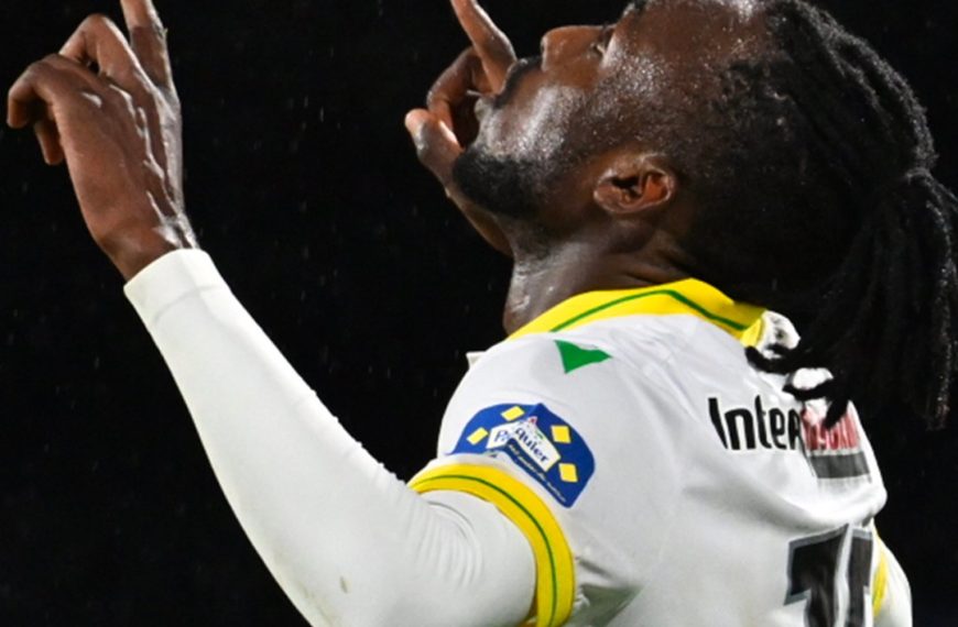 FILE: FC Nantes player Tino Kadewere celebrates one of his goals as Nantes beat League 2 side Pau FC 4-1 in their French Cup match on 5 January 2024. [Picture: @FCNantes/ X]