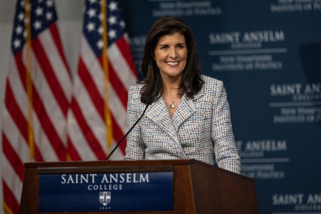 Republican presidential candidate, former UN Ambassador Nikki Haley delivers a speech on her economic policy at the New England Institute of Politics at Saint Anselm College on September 22, 2023 in Manchester, New Hampshire. (Photo by Scott Eisen/Getty Images)