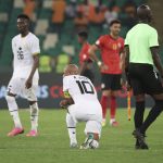 Ghana captain Andre Ayew looks dejected after the Africa Cup of Nations (CAN) 2024 group B football match between Mozambique and Ghana at Alassane Ouattara Olympic Stadium in Ebimpe, Abidjan on 22 January 2024.