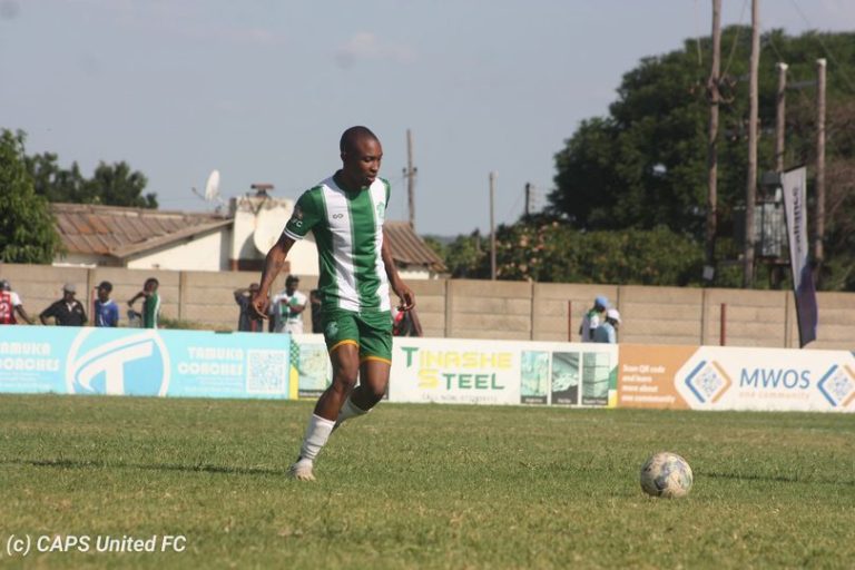 Tendai Matindife starring for CAPS United against MWOS during a friendly match played at Ngoni Stadium in Norton on Saturday 17th February 2024.