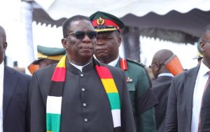 Home 6 Zimbabwe President Emmerson Mnangagwa at the Heroes Acre in Harare during the burial of a national hero on 1 February 2024.
