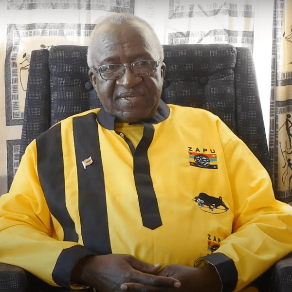 Home 141 Zapu leader Sibangalizwe Nkomo speaking during an interview recently