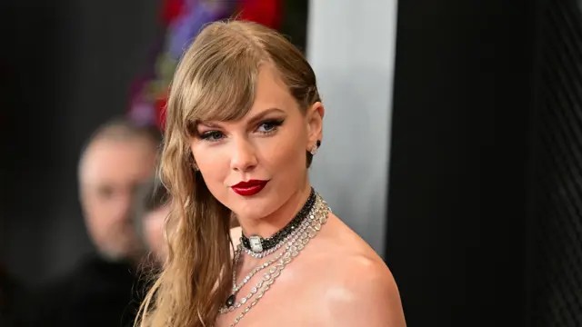 America singer/ songwriter Taylor Swift arrives for the 66th Annual Grammy Awards at the Crypto.com Arena in Los Angeles on 4 February 2024.