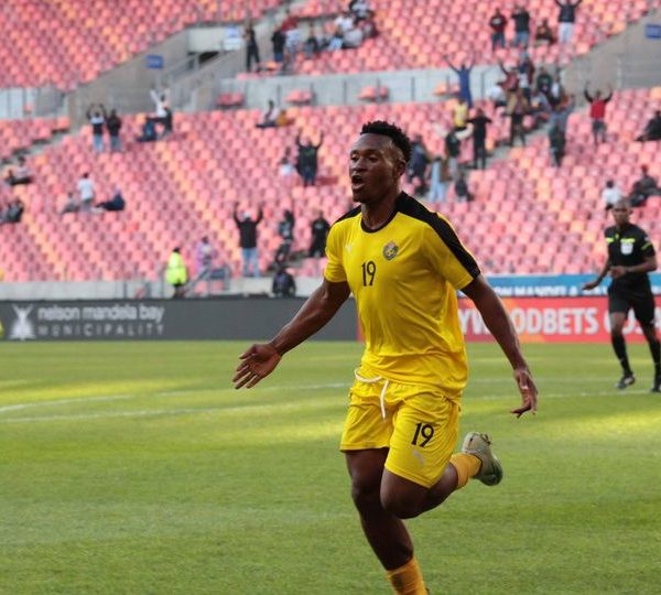 Zimbabwe striker Michael Tapera celebrates after scoring a goal against Comoros in the COSAFA Cup 2024 match on Thursday 27th June 2024.