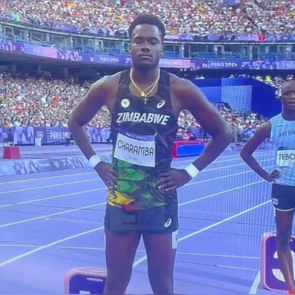 Zimbabwean athlete Makanakaishe Charamba prepares for the 200m race at the Paris Olympics on Monday 5th August 2024.