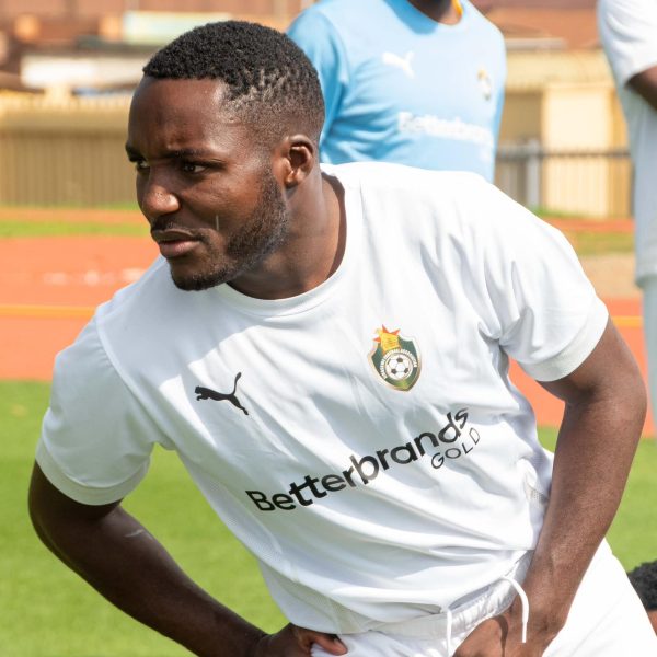 Home 181 Zimbabwe international forward Obriel Chirinda goes through the drills during a Warriors camp session on 3rd September 2024 in South Africa.