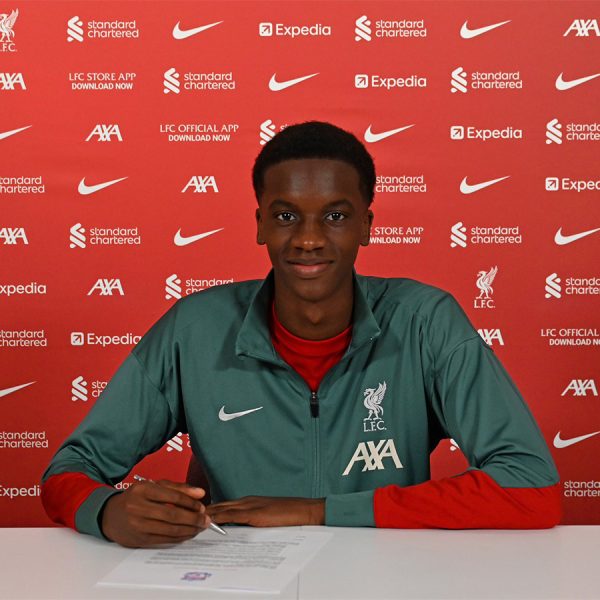 Trey Nyoni signing his first professional contract with Liverpool on Wednesday 16th October 2024.