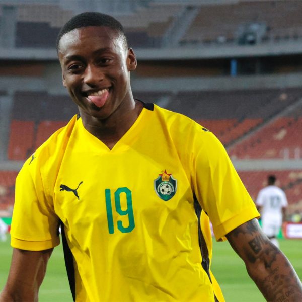 Home 165 Zimbabwe Warriors winger Tawanda Maswanhise celebrates after scoring a goal against Kenya in the Afcon 2025 Group J qualifiers match on Friday 15th November 2024.