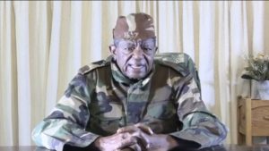 War Veteran and former Sanyati member of parliament Blessed Geza delivering a State of the Nation Address.