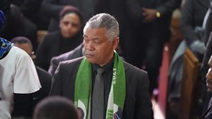 Home 8 Patriotic Front interim President Given Lubinda at the memorial service of the late former Zambian president Edgar Lungu on 10th June 2025 in Pretoria, South Africa.