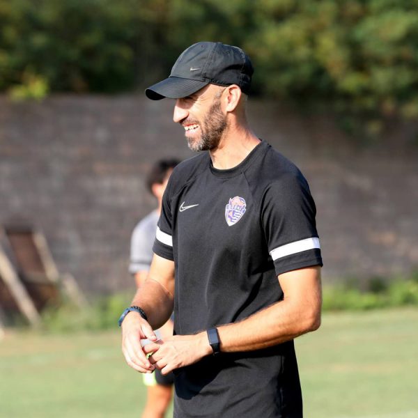 Home 127 Montenegro coach Predrag Jaredic conducts training for Chinese Super League side Qingdao Hainlu FC Under 21 side.