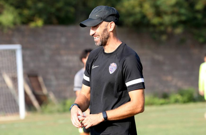 Montenegro coach Predrag Jaredic conducts training for Chinese Super League side Qingdao Hainlu FC Under 21 side.