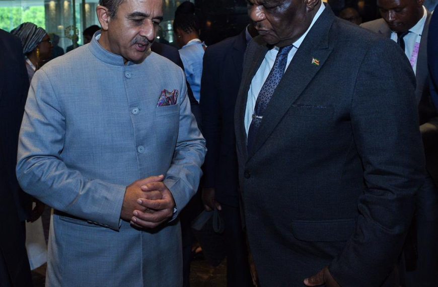India Minister of State for External Affairs, Kirtivardhan Singh and Zimbabwe Vice President Constantino Chiwenga at the 20th CII India–Africa Business Conclave on Wednesday 27th August 2025 in New Dehli, India.