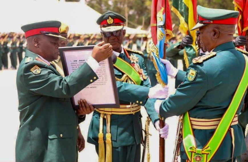 General Philip Valerio Sibanda officially hands over the reigns on Monday 24th November 2025 at Charles Gumbo Barracks during the handover ceremony of Emmanuel Matatu as the new Commander of the Zimbabwe Defence Forces.