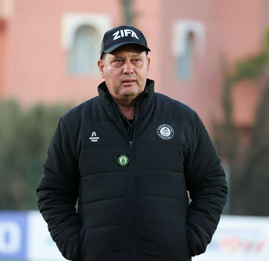 Zimbabwe Warriors coach Marian Marinica takes the team through their paces on their second day of training in Morocco for the 2025 Africa Cup of Nations