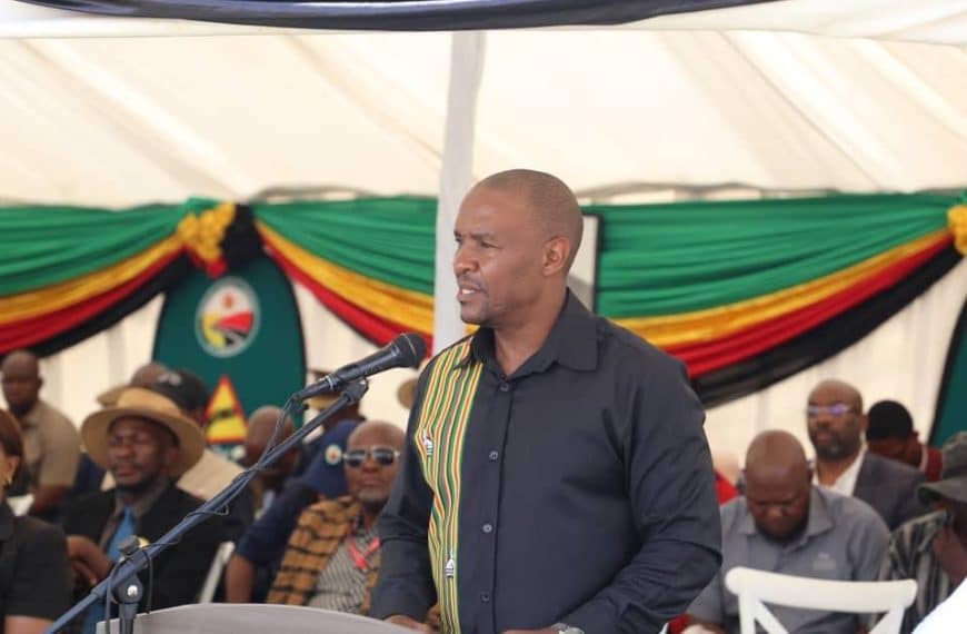 Transport and Infrastructural Development minister, Felix Mhona, speaking at the launch of the Festive Season Road Safety Education, Enforcement, and Awareness Campaign at Gosha Primary School near Juru Business Centre on Wednesday 17th December 2025.