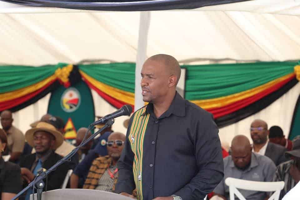 Transport and Infrastructural Development minister, Felix Mhona, speaking at the launch of the Festive Season Road Safety Education, Enforcement, and Awareness Campaign at Gosha Primary School near Juru Business Centre on Wednesday 17th December 2025.